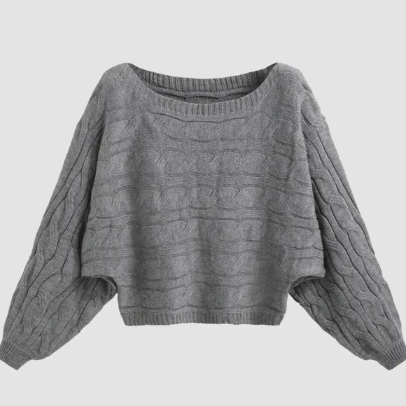Gray Cable Knit Women's Sweater - Picture 1 of 16